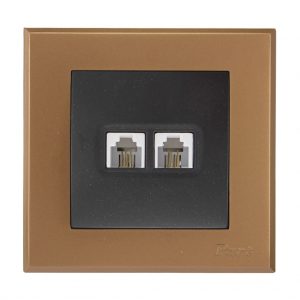 قاب بژ آرا و پریز تلفن دو سوکت آذین 3446-4027 پارت الکتریک