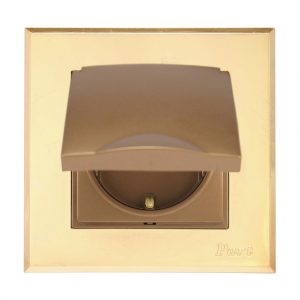 قاب طلایی آرا و پریز ارتدار دربدار با قفل کودک آذین 5780-4108 پارت الکتریک