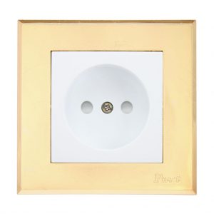 قاب طلایی آرا و پریز بدون ارت با قفل کودک آذین 5780-5104 پارت الکتریک