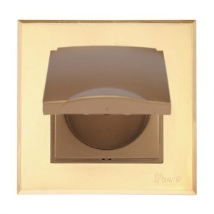 قاب طلایی آرا و پریز بدون ارت درب دار با قفل کودک آذین 5780-4107 پارت الکتریک