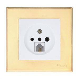 قاب طلایی آرا و پریز تلفن دو منظوره آذین 5780-4028 پارت الکتریک