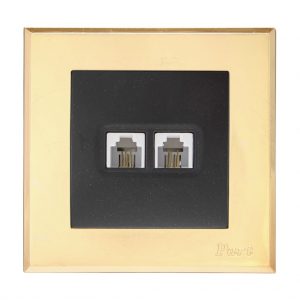 قاب طلایی آرا و تلفن دو سوکت آذین 5780-4027 پارت الکتریک