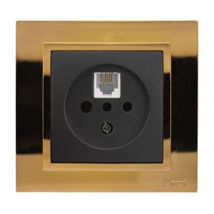قاب پارت طلایی و پریز تلفن دو منظوره آذین 5055-4028 پارت الکتریک
