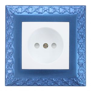 قاب کلاسیک آبی فیروزه ایی و پریز بدون ارت با قفل کودک آذین 3896A-5104 پارت الکتریک