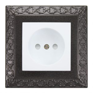 قاب کلاسیک مشکی و پریز بدون ارت با قفل کودک آذین 3896.2-5104 پارت الکتریک