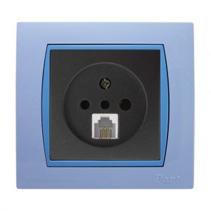 قاب آذین آبی روشن و پریز تلفن دو منظوره آذین 5022-4028 پارت الکتریک