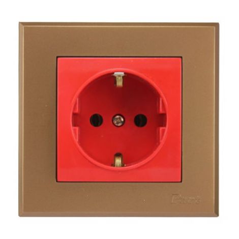 قاب بژ آرا و پریز ارتدار اضطراری با مغزی سرامیک (UPS) آذین 3446-4024.1 پارت الکتریک
