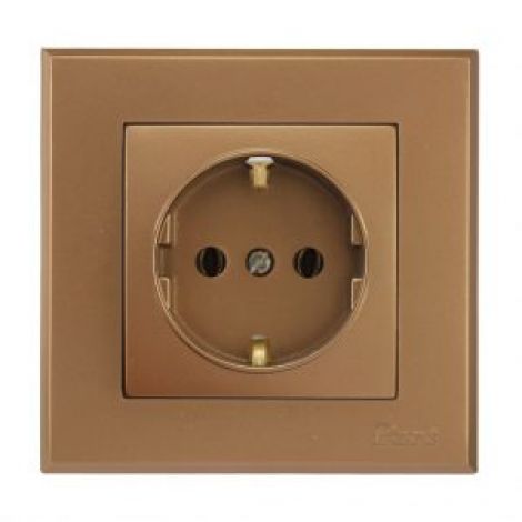 قاب بژ آرا و پریز ارت دار با مغزی پلی کربنات آذین 3446-4022 پارت الکتریک