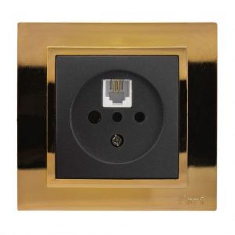 قاب پارت طلایی و پریز تلفن دو منظوره آذین 5055-4028 پارت الکتریک