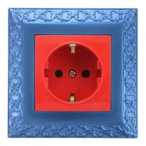 قاب کلاسیک آبی فیروزه ایی و پریز ارتدار اضطراری با مغزی سرامیک (UPS) آذین 3896A-4024.1 پارت الکتریک
