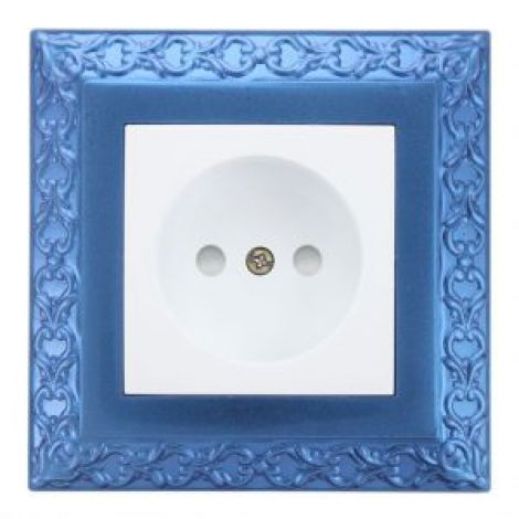 قاب کلاسیک آبی فیروزه ایی و پریز بدون ارت با قفل کودک آذین 3896A-5104 پارت الکتریک