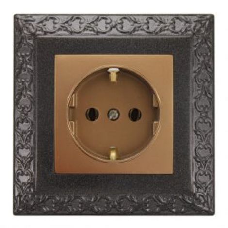 قاب کلاسیک مشکی و پریز ارت دار با مغزی سرامیک آذین 3896.2-4024 پارت الکتریک