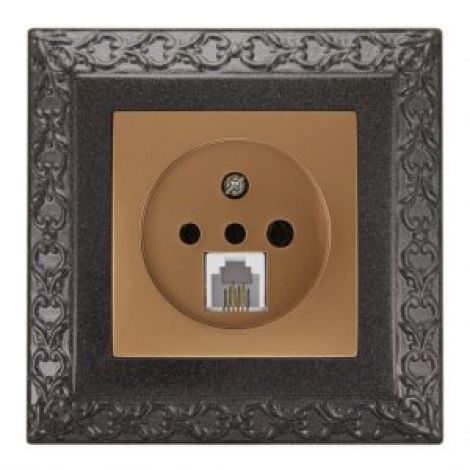 قاب کلاسیک مشکی و پریز تلفن دو منظوره آذین 3896.2-4028 پارت الکتریک