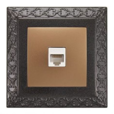 قاب کلاسیک مشکی و پریز سوکت شبکه آذین 3896.2-4029 پارت الکتریک