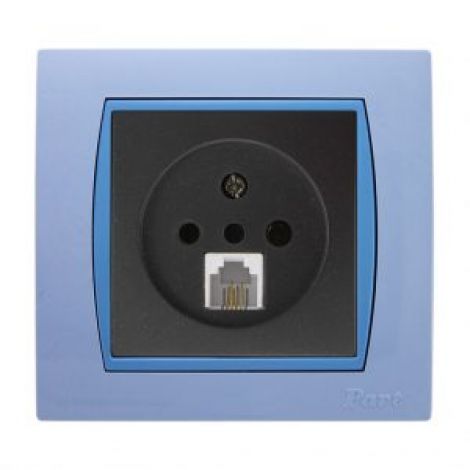 قاب آذین آبی روشن و پریز تلفن دو منظوره آذین 5022-4028 پارت الکتریک